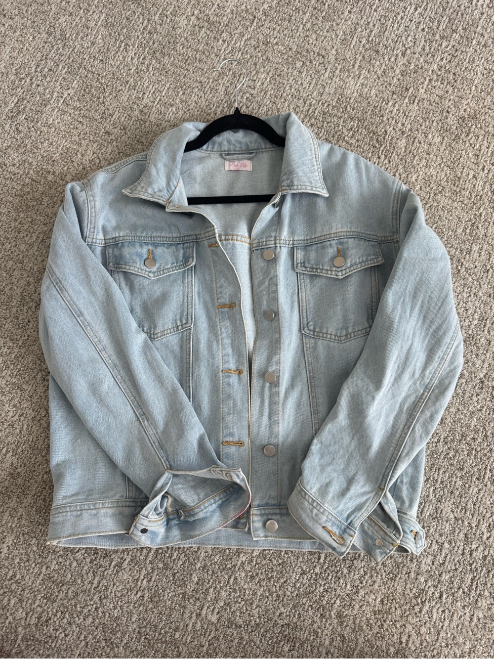 Pink Lily Light Wash Denim Jacket